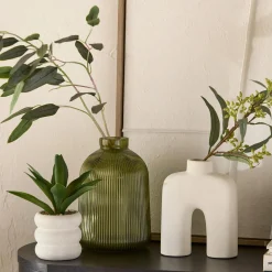 Artificial Cast-Iron Plant in White Speckled Pot