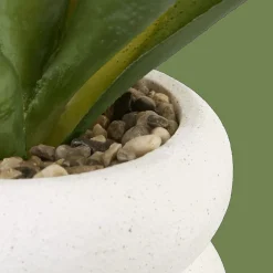 Artificial Cast-Iron Plant in White Speckled Pot