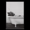 Bear in Bathtub Printed Framed Canvas