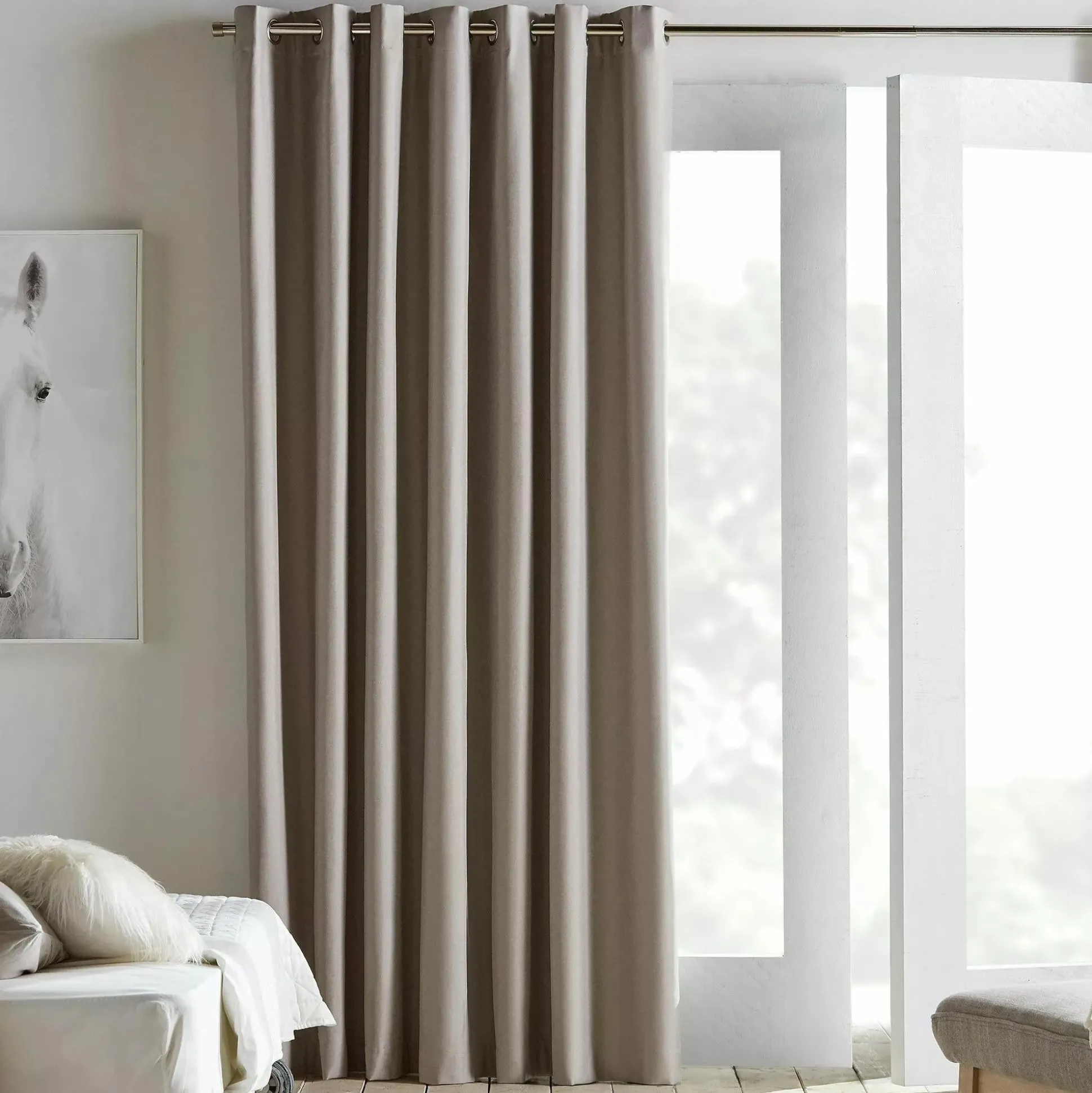 Beige Chambray Blackout Curtain