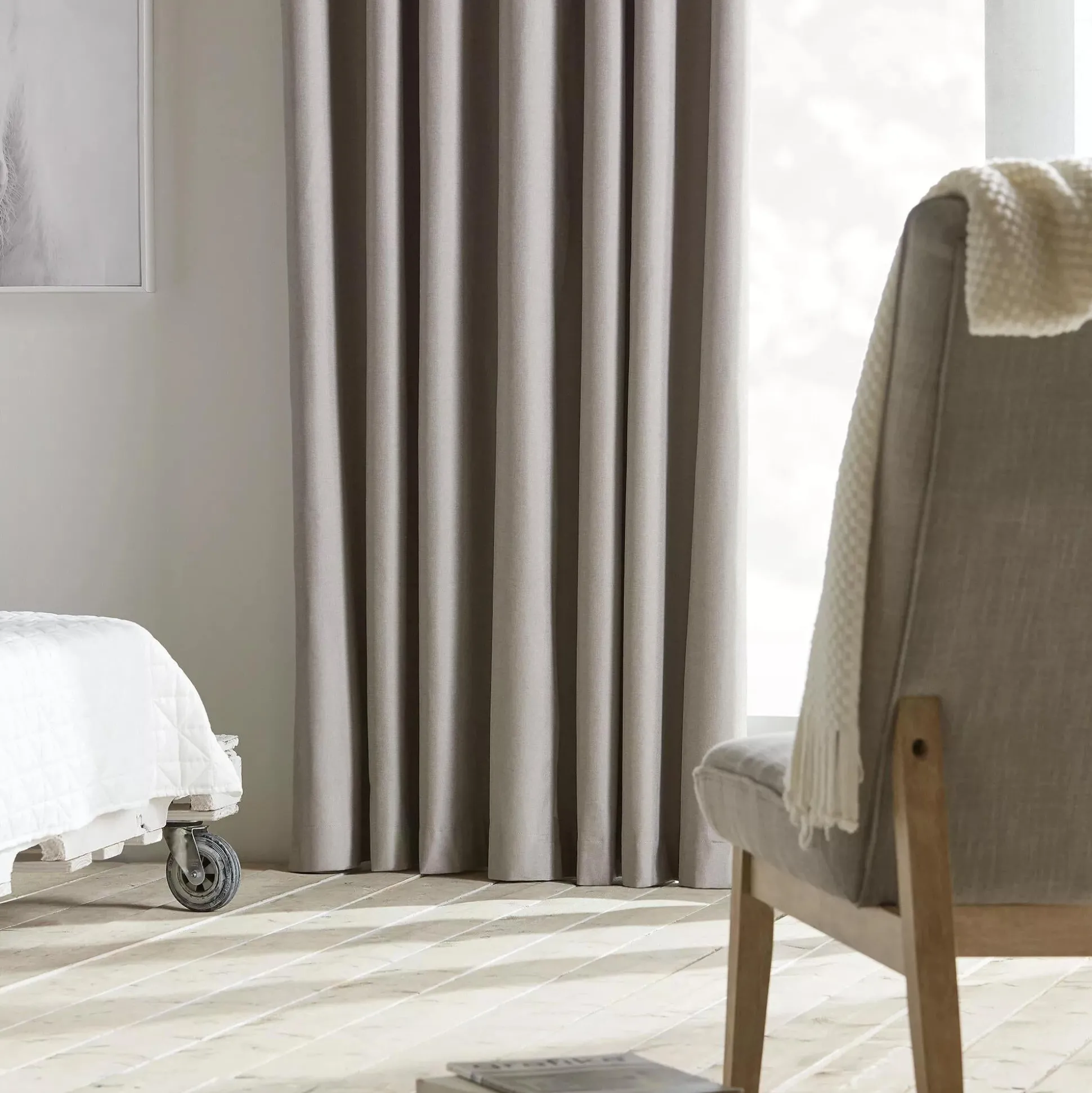 Beige Chambray Blackout Curtain