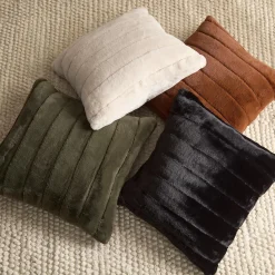 Beige Cougar Faux Fur Throw Pillow