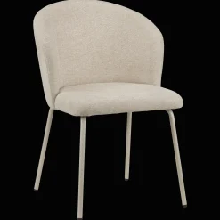 Beige Fabric and Metal Dining Chair