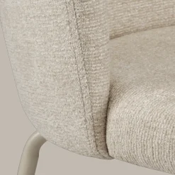 Beige Fabric and Metal Dining Chair