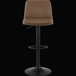Beige Faux Leather and Metal Bar Stool