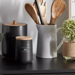 Black Ceramic Garlic Container