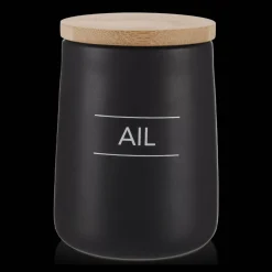 Black Ceramic Garlic Container