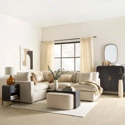 Black Coffee Table with Ottoman