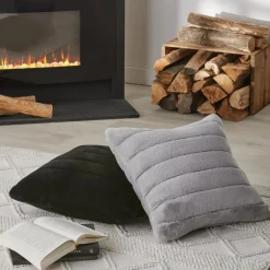 Black Cougar Faux Fur Throw Pillow