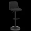Black Fabric and Metal Adjustable Bar Stool