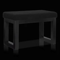 Black Fabric and Wood Bench