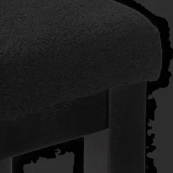 Black Fabric and Wood Bench