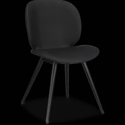 Black Faux Leather and Black Metal Chair