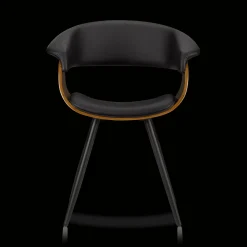 Black Faux Leather and Walnut Chair