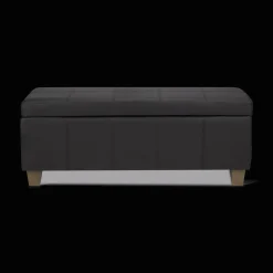 Black Faux Leather Storage Bench