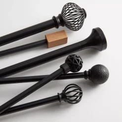 Black Geometric Curtain Rod Set - Diameter 13/16mm
