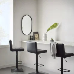 Black Matte Faux Leather and Metal Adjustable Bar Stool