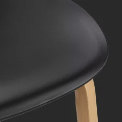 Black Plastic and Wood Metal Veneer Counter Stool