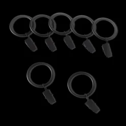 Black Set of 7 Metal Clip Rings
