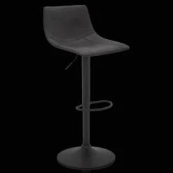Black Textured Faux Leather & Metal Adjustable Bar Stool