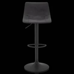 Black Textured Faux Leather & Metal Adjustable Bar Stool