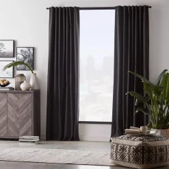 Black Vence Blackout Curtain with Hidden Back Tab
