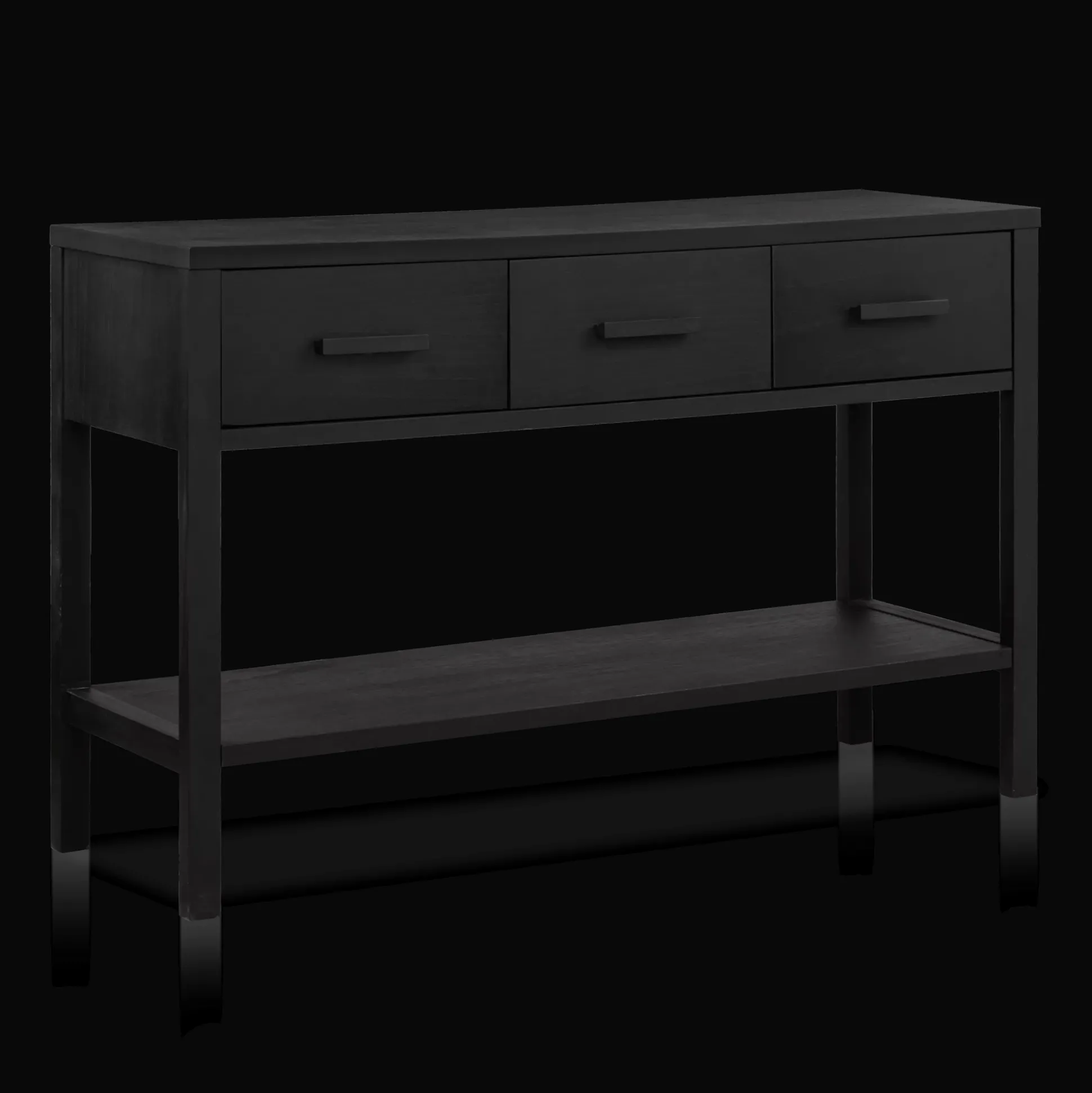 Black Veneer 3-Drawer Console