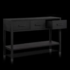 Black Veneer 3-Drawer Console