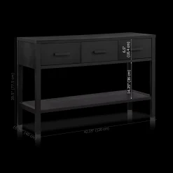 Black Veneer 3-Drawer Console