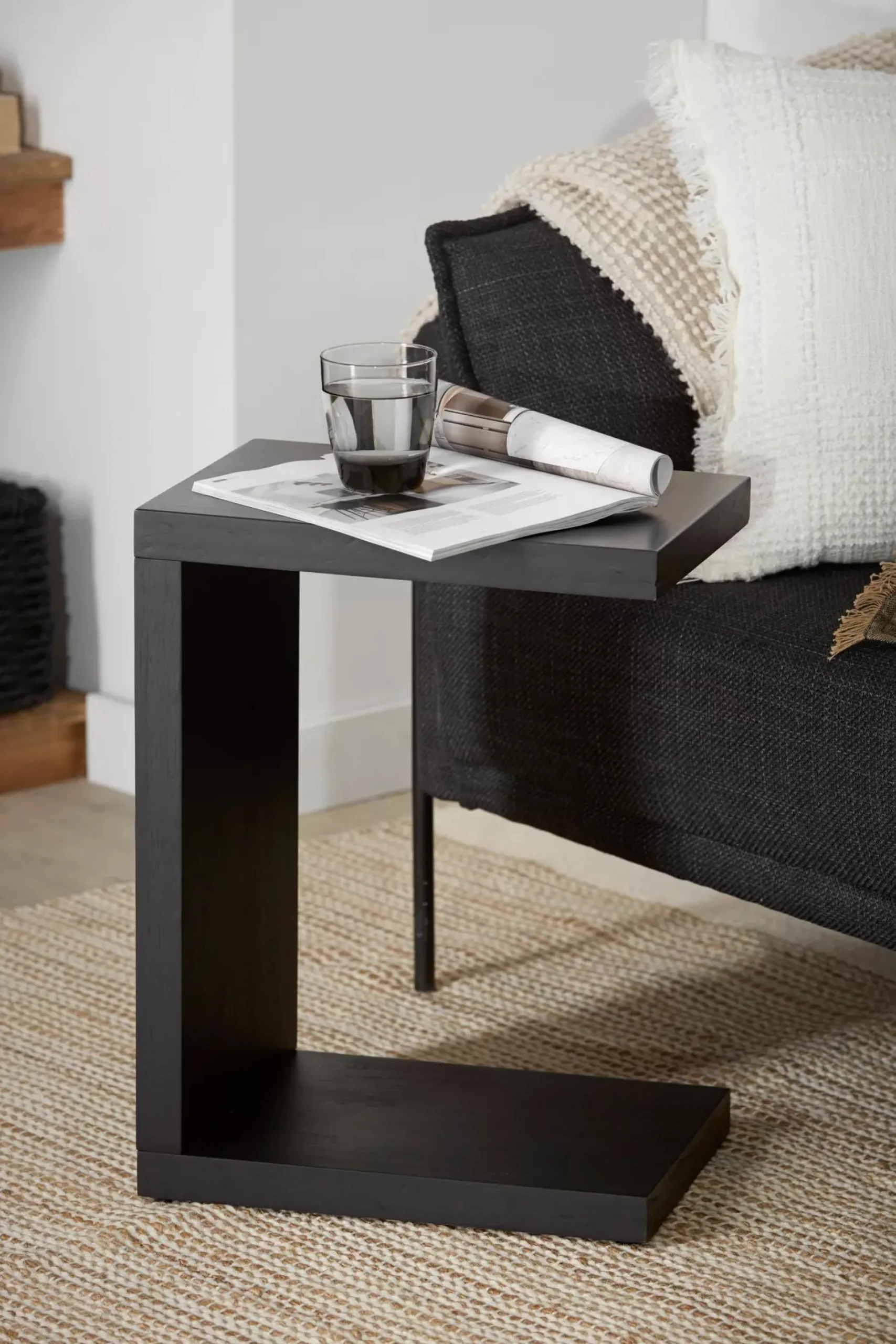 Black Wood Side Table