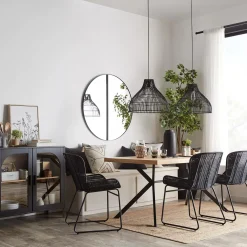 Black Wooden Buffet with Glass Doors