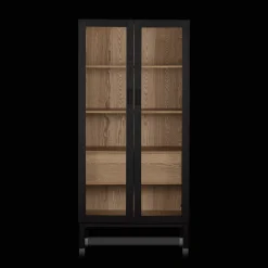 Black Wooden Buffet with Glass Doors