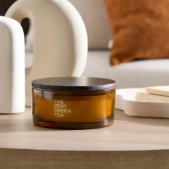 Bouclair Green Tea Candle with Wooden Lid