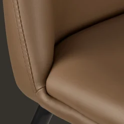 Brown Faux Leather and Metal Dining Chair