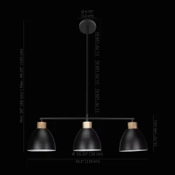 3-Bulb Metal and Wood Ceiling Lamp