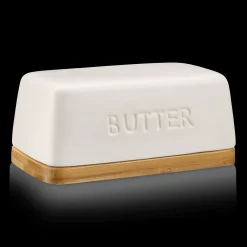 Ceramic & Wood Butter Dish