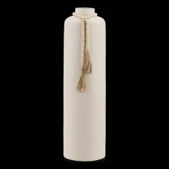 Ceramic Floor Vase with Beaded Tassels