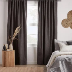 Charcoal Chita Back Tab Blackout Curtain
