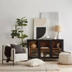 3-Door Black Wooden Buffet