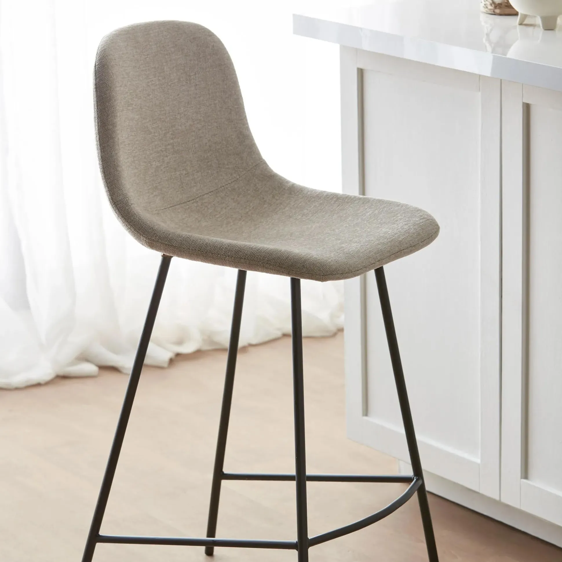 Fabric and Metal Bar Stool
