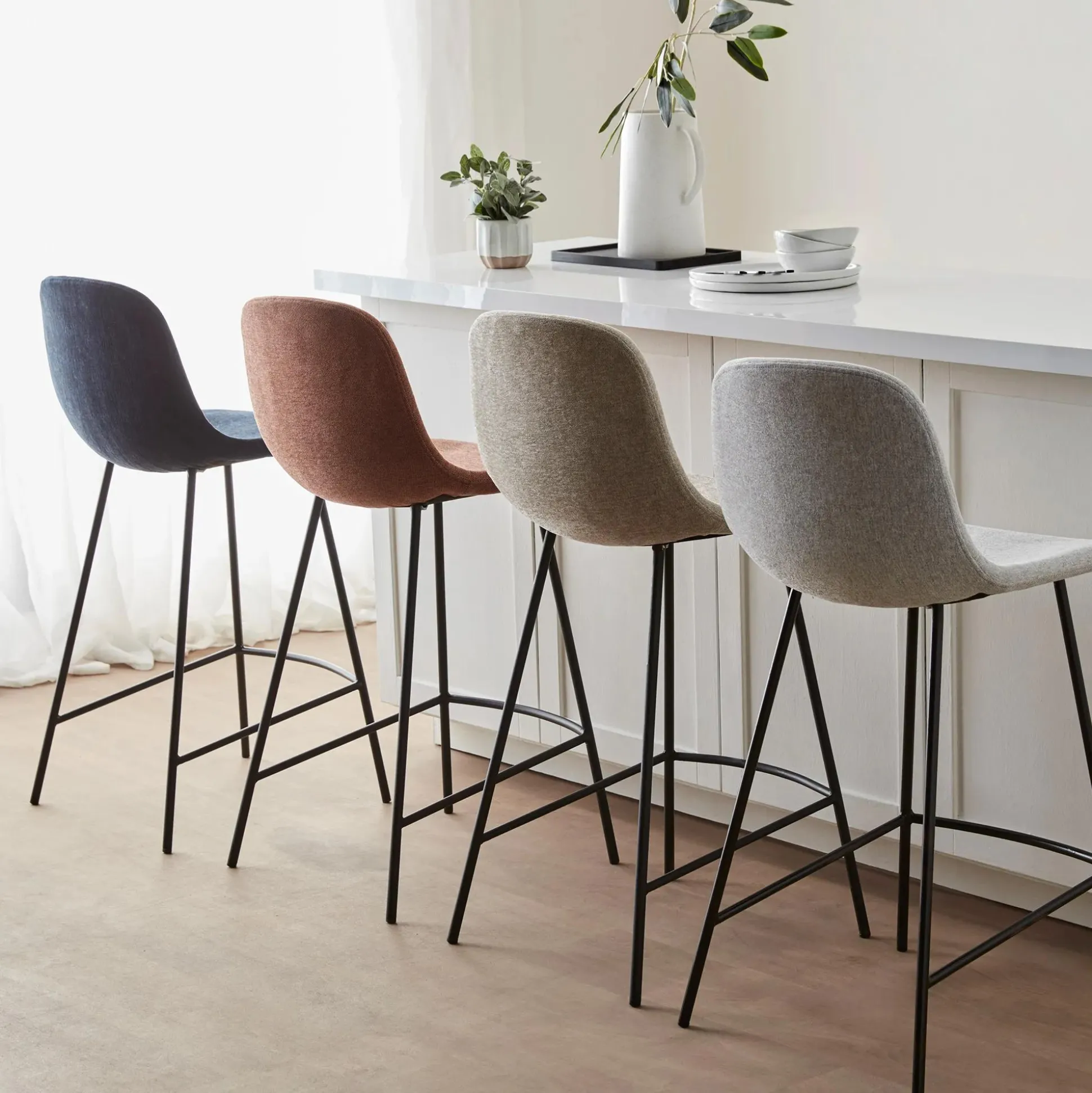 Fabric and Metal Bar Stool