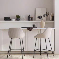 Fabric and Metal Counter Stool