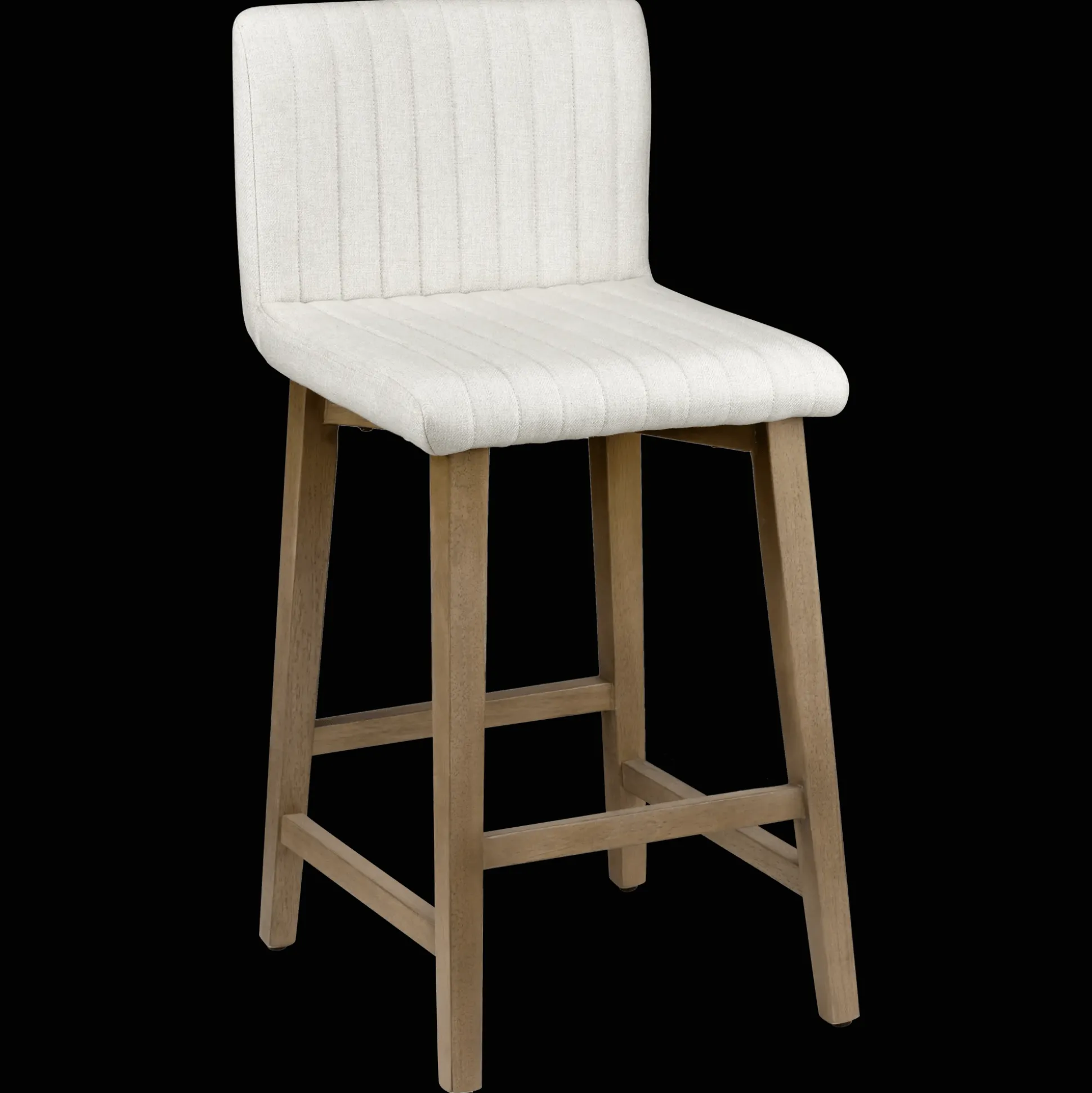 Fabric and Natural Wood Bar Stool