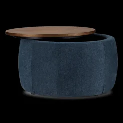 Fabric and Walnut Ottoman