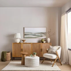 Fabric and Wood Accent Chair