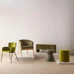 Fabric and Wood Accent Chair