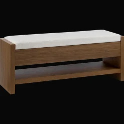Fabric and Wood Bench