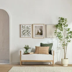 Fabric and Wood Bench