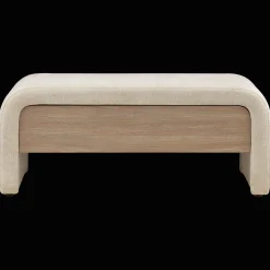 Fabric and Wood Bench with Storage