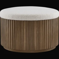 Fabric and Wood Ottoman with Storage